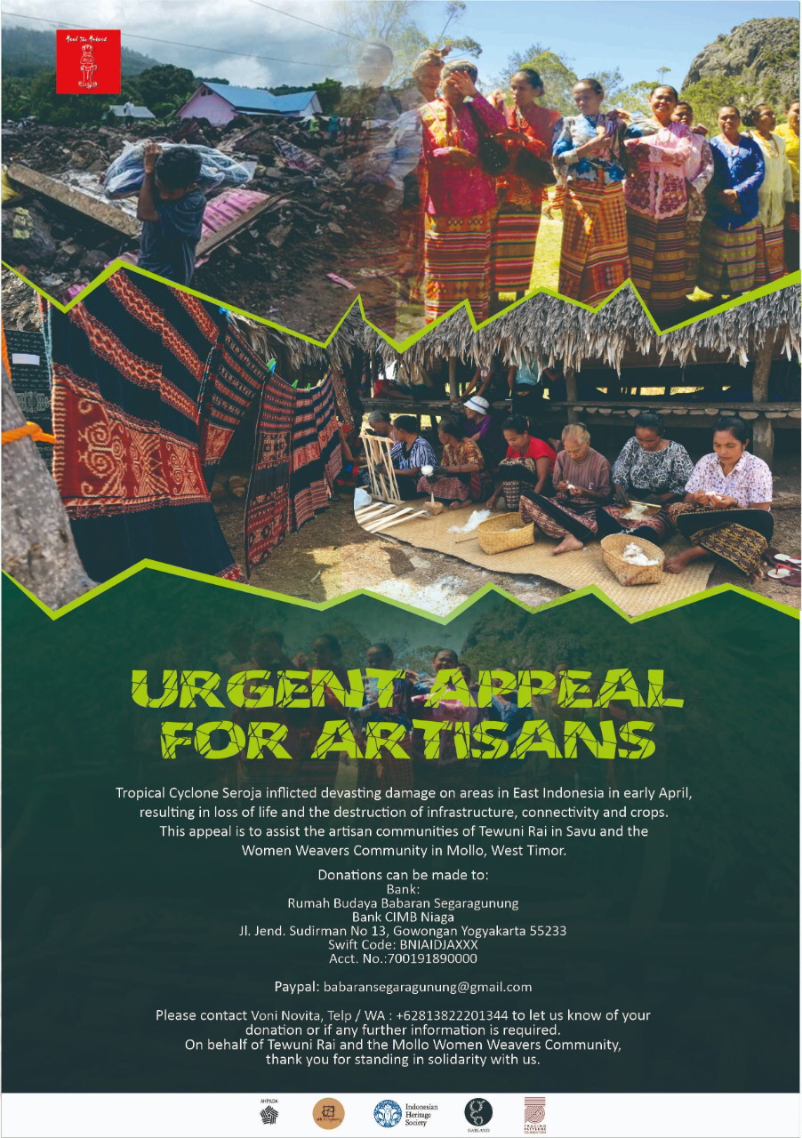 Poster for urgent appeal for artisans affected by Cyclone Seroja.